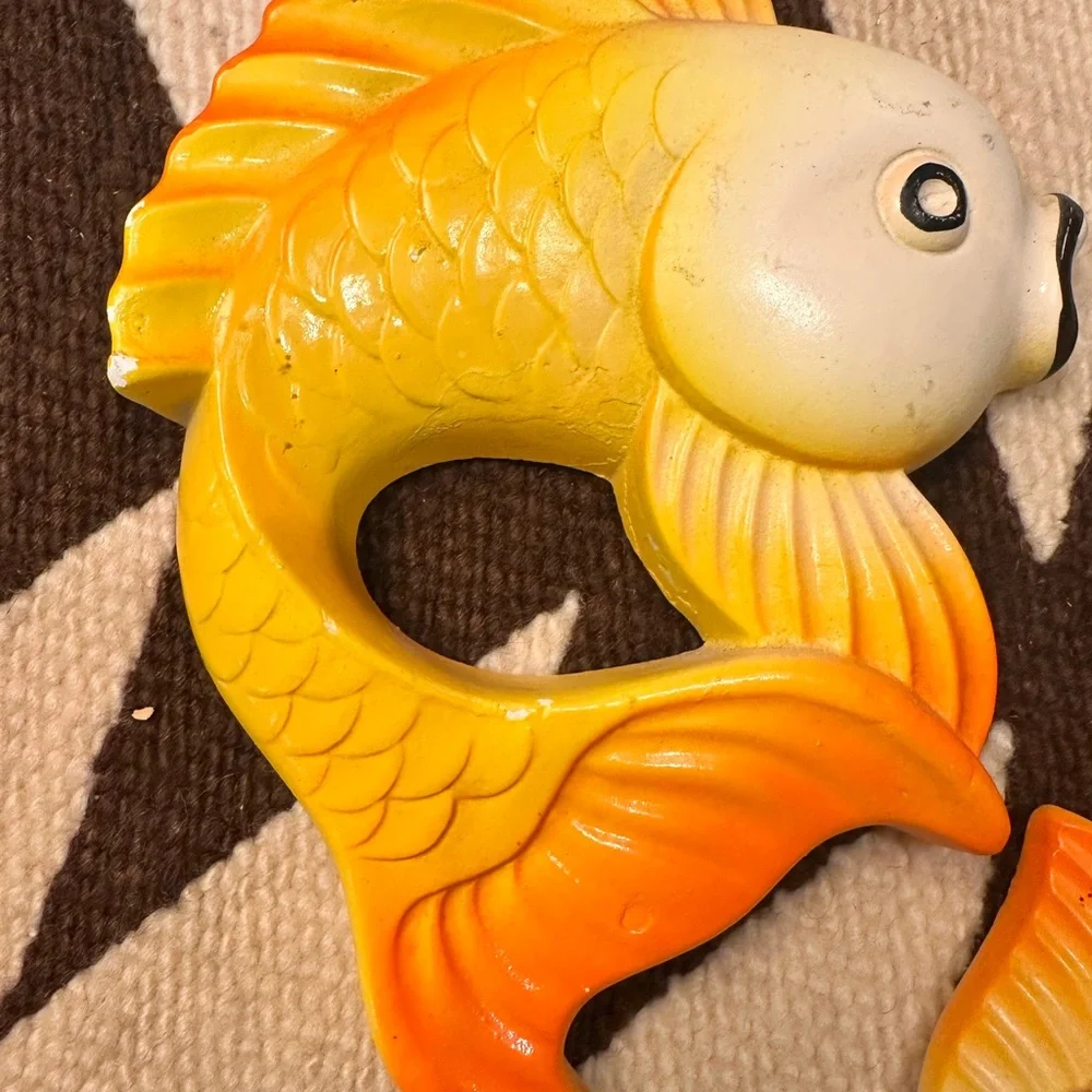 Decorative Vintage Orange and Yellow Fish Figurines